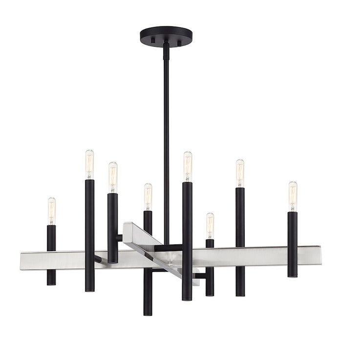 Livex Denmark 8Lt Medium Chandelier, Black/Brushed Nickel Accents