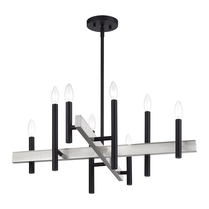 Livex Denmark 8Lt Medium Chandelier, Black/Brushed Nickel Accents
