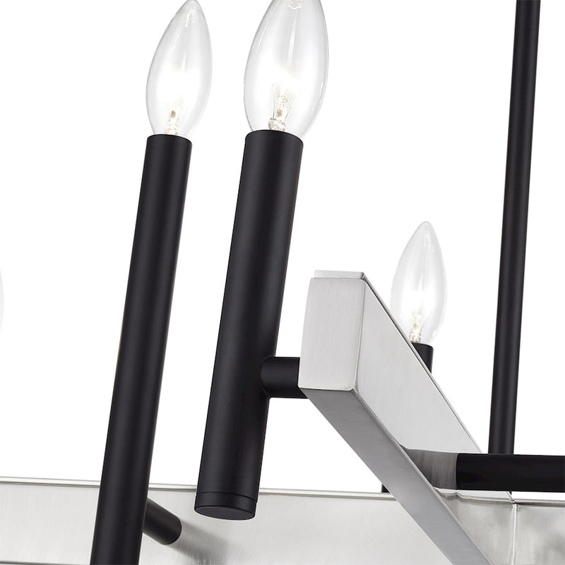 Livex Denmark 8Lt Medium Chandelier, Black/Brushed Nickel Accents