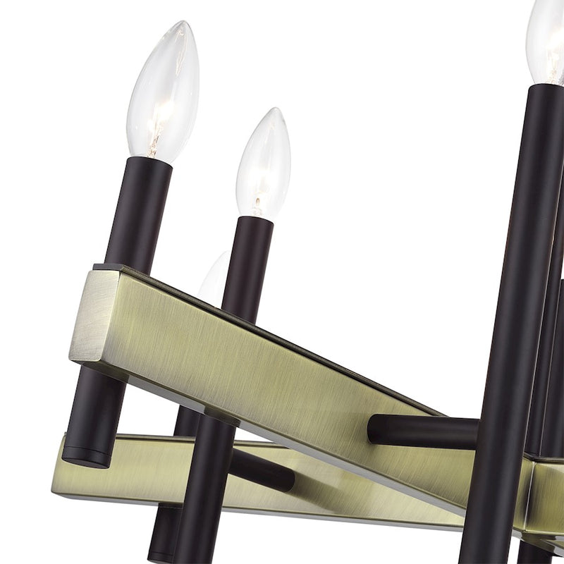 Livex Denmark 8Lt Medium Chandelier, Bronze/Antique Brass Accents