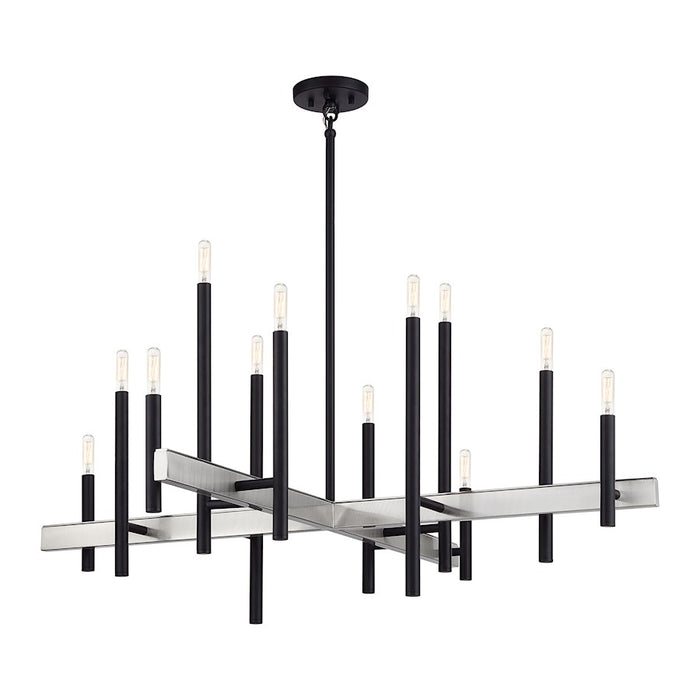 Livex Denmark 12Lt Extra Large Foyer Chandelier, Black/Nickel