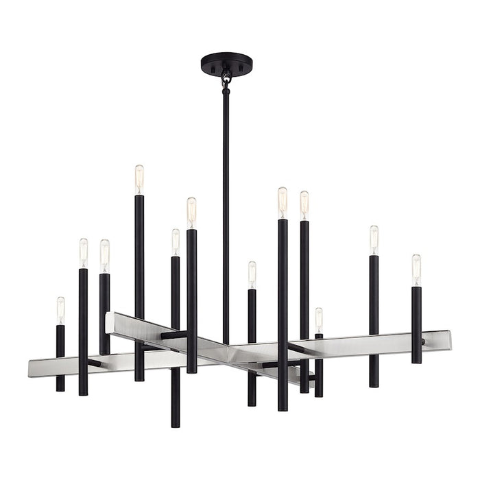 Livex Denmark 12Lt Extra Large Foyer Chandelier, Black/Nickel
