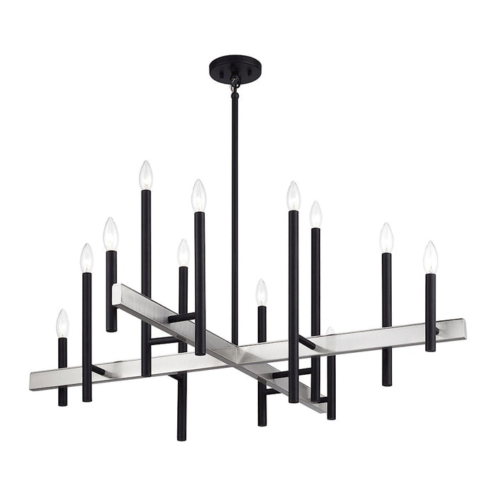 Livex Denmark 12Lt Extra Large Foyer Chandelier, Black/Nickel