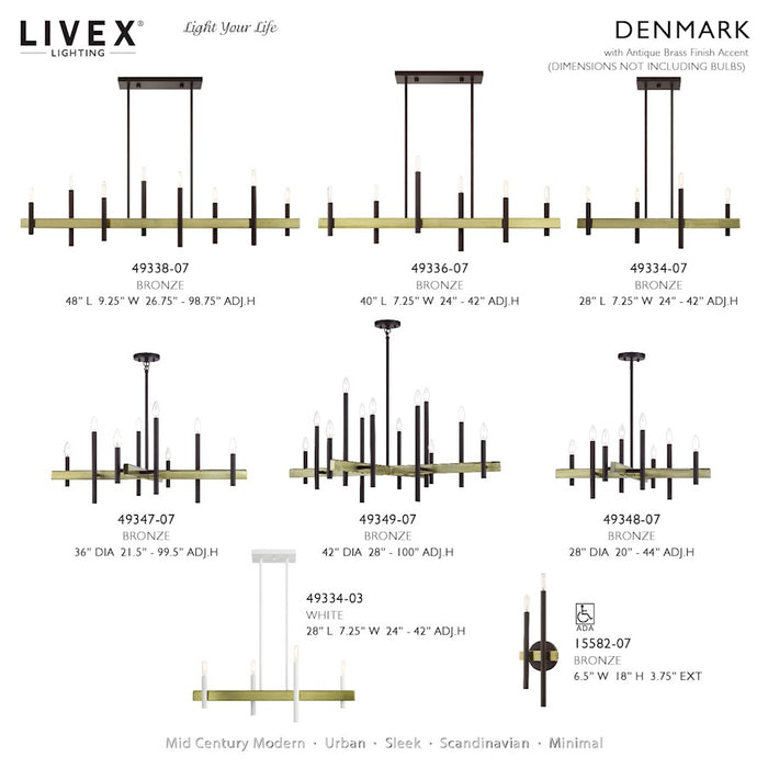 Livex Denmark 12Lt Extra Large Foyer Chandelier, Bronze/Brass