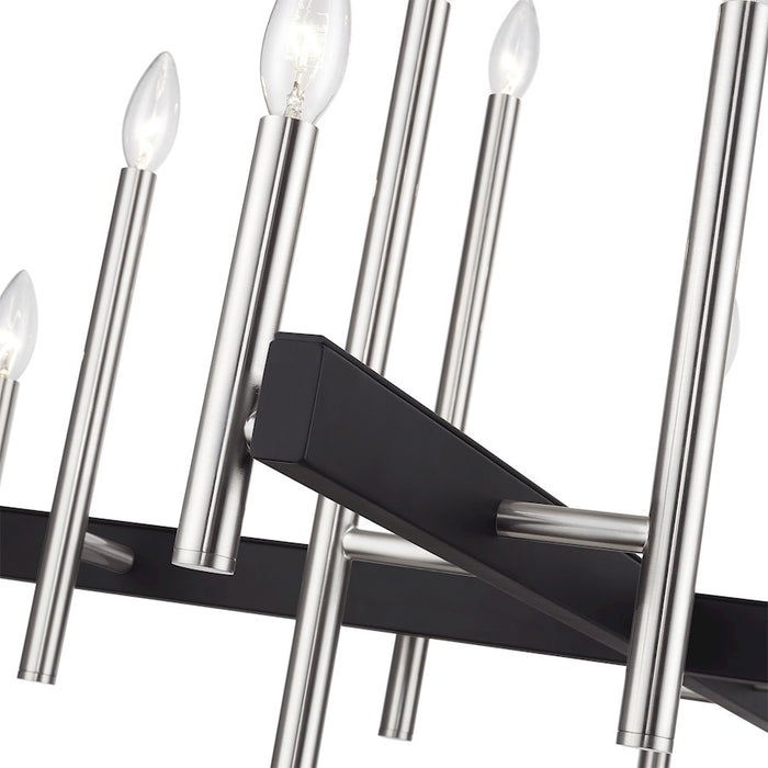 Livex Denmark 12Lt Extra Large Linear Chandelier, Nickel/Black Accent