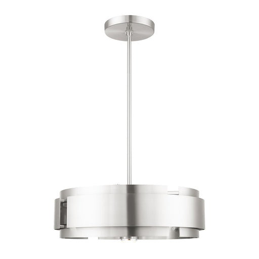 Livex Varick Pendant Chandelier, Nickel/Nickel Drum