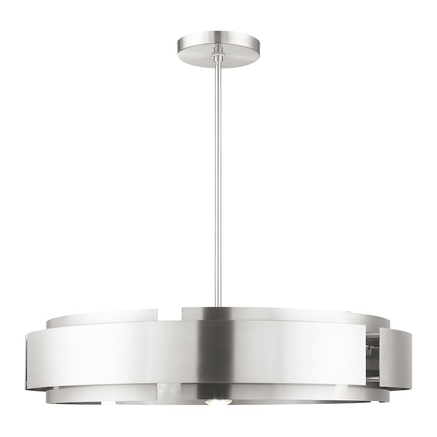 Livex Varick Pendant Chandelier, Nickel/Nickel Drum
