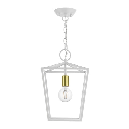 Livex Devonshire 1 Light Pendant Lantern, White/Satin Brass
