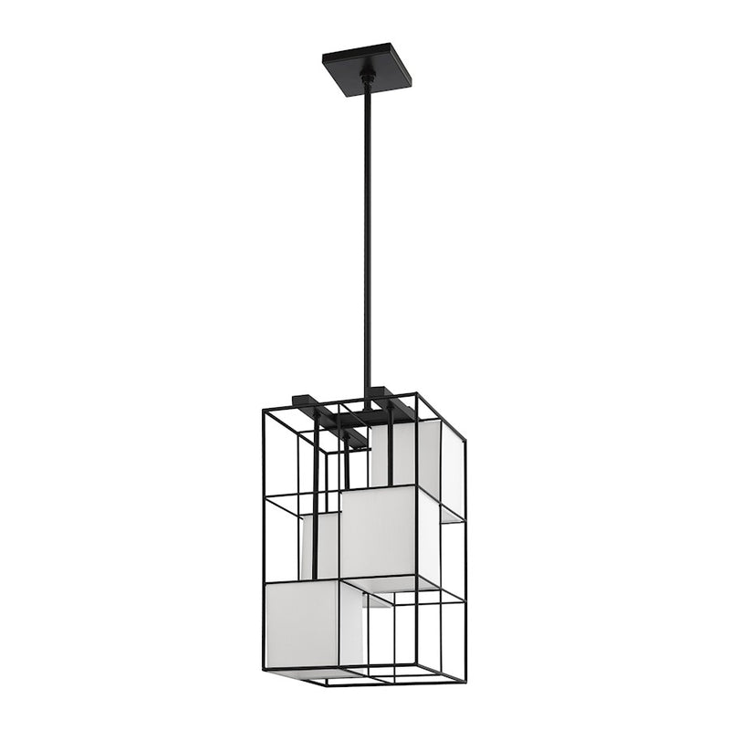 Livex Trondheim 4 Light Pendant Chandelier, Black/Off White Hardback