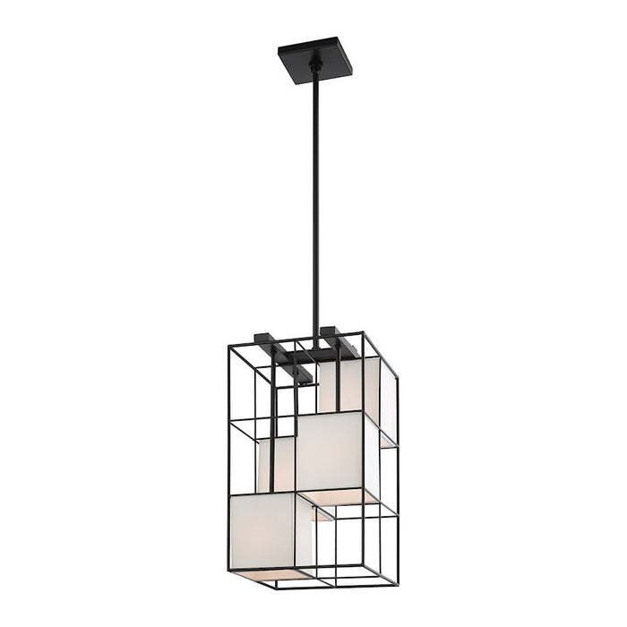 Livex Trondheim 4 Light Pendant Chandelier, Black/Off White Hardback
