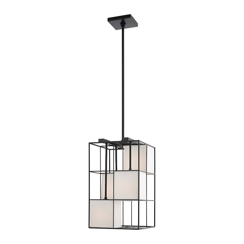 Livex Trondheim 4 Light Pendant Chandelier, Black/Off White Hardback
