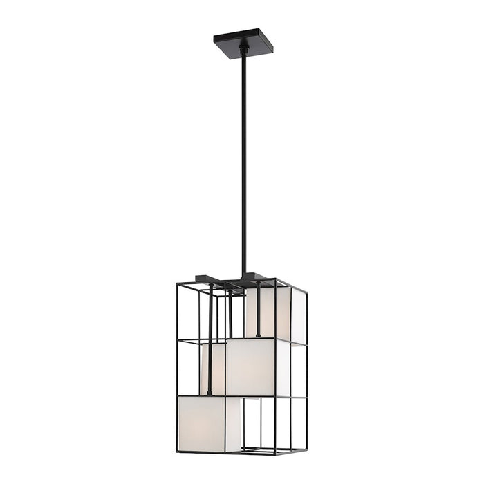 Livex Trondheim 4 Light Pendant Chandelier, Black/Off White Hardback