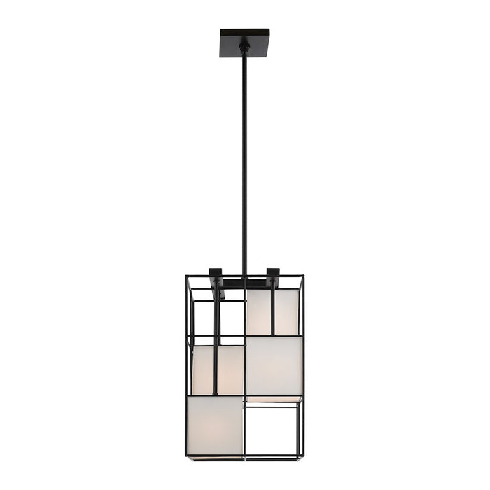 Livex Trondheim 4 Light Pendant Chandelier, Black/Off White Hardback
