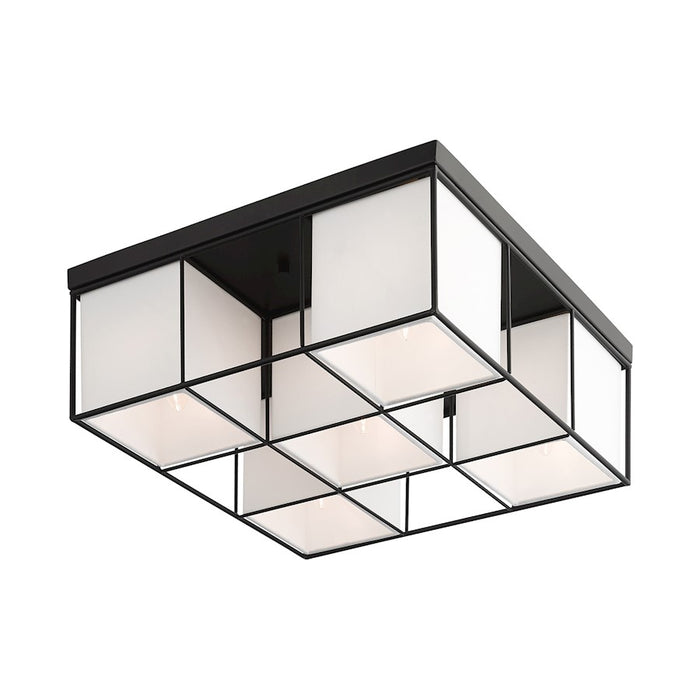 Livex Trondheim 5 Light Flush Mount, Black/Off White Hardback