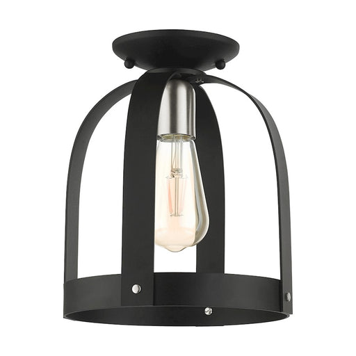 Livex Stoneridge 1 Light Petite Semi Flush Mount, Textured Black