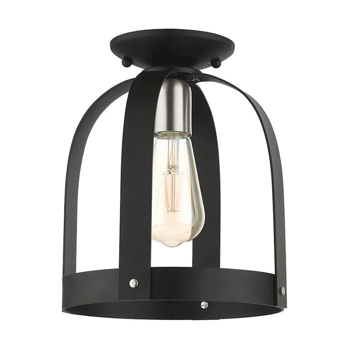 Livex Stoneridge 1 Light Petite Semi Flush Mount, Textured Black