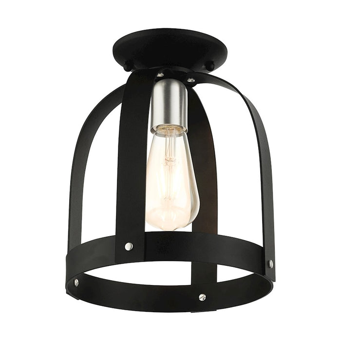 Livex Stoneridge 1 Light Petite Semi Flush Mount, Textured Black