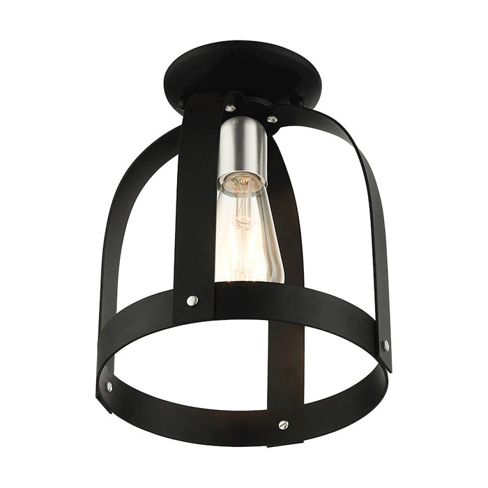 Livex Stoneridge 1 Light Petite Semi Flush Mount, Textured Black