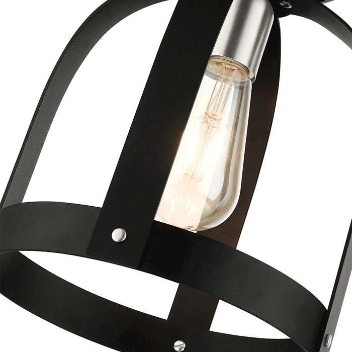 Livex Stoneridge 1 Light Petite Semi Flush Mount, Textured Black