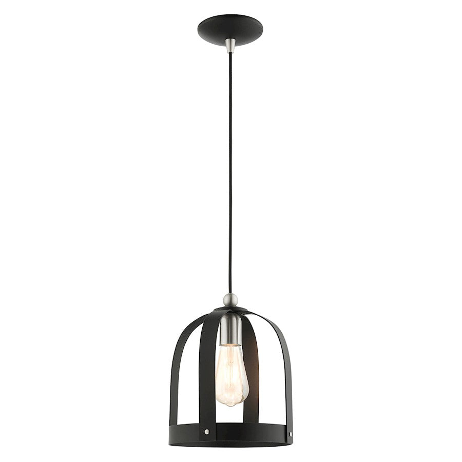 Livex Stoneridge 1 Light Mini Pendant, Textured Black