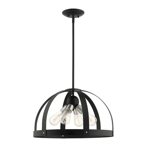 Livex Stoneridge 4 Light Pendant Chandelier, Textured Black