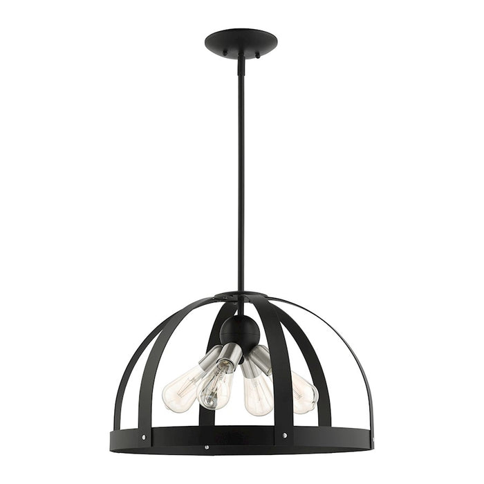 Livex Stoneridge 4 Light Pendant Chandelier, Textured Black