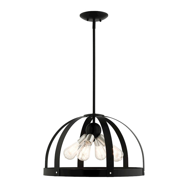 Livex Stoneridge 4 Light Pendant Chandelier, Textured Black