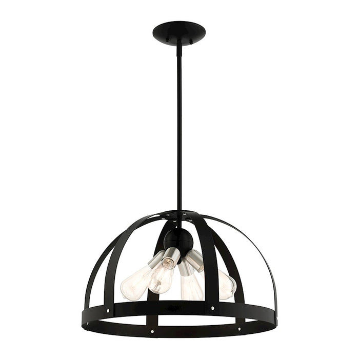 Livex Stoneridge 4 Light Pendant Chandelier, Textured Black