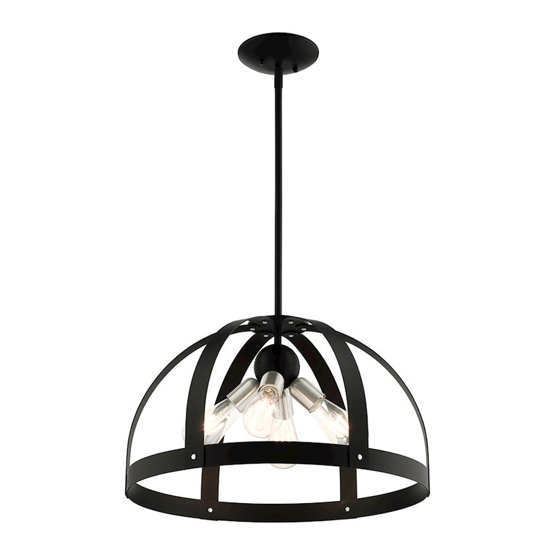 Livex Stoneridge 4 Light Pendant Chandelier, Textured Black