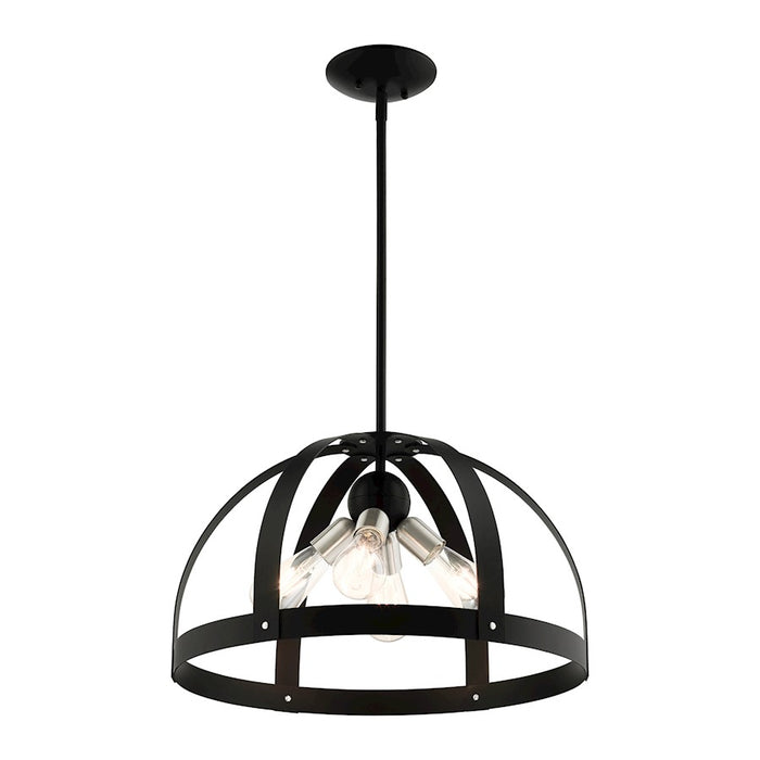 Livex Stoneridge 4 Light Pendant Chandelier, Textured Black