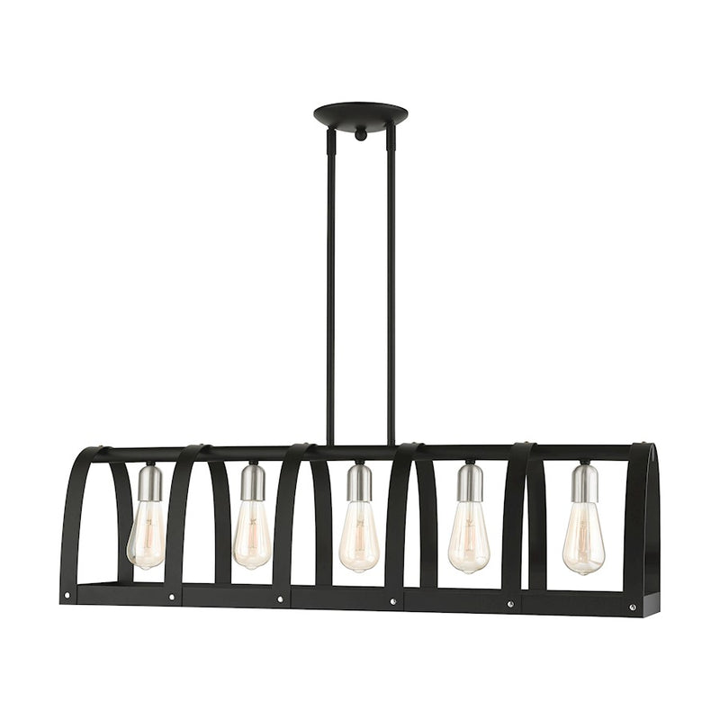 Livex Stoneridge 5 Light Linear Chandelier, Textured Black