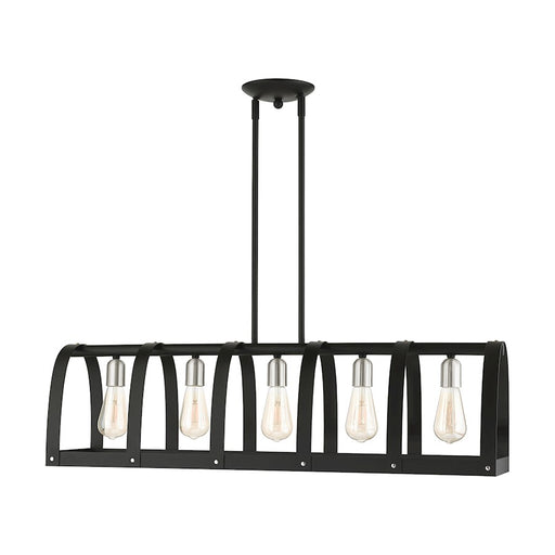 Livex Stoneridge 5 Light Linear Chandelier, Textured Black