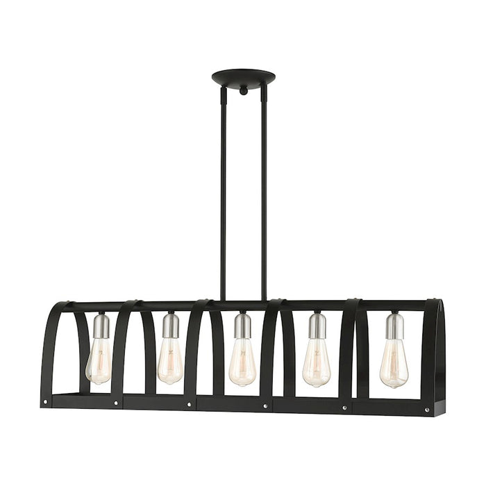 Livex Stoneridge 5 Light Linear Chandelier, Textured Black