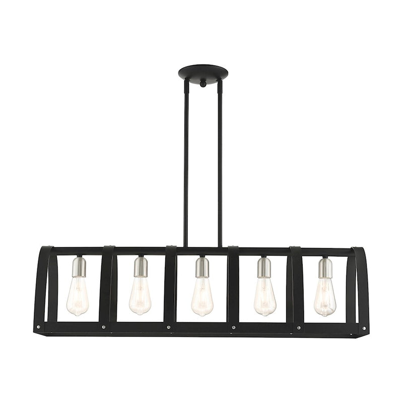Livex Stoneridge 5 Light Linear Chandelier, Textured Black