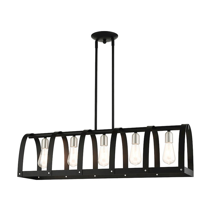 Livex Stoneridge 5 Light Linear Chandelier, Textured Black