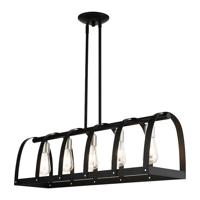Livex Stoneridge 5 Light Linear Chandelier, Textured Black