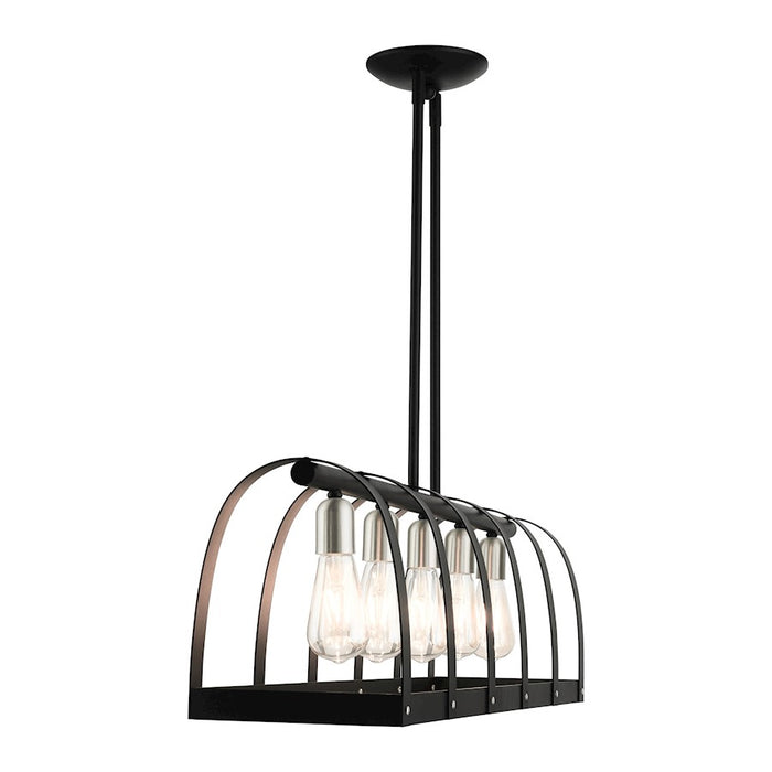 Livex Stoneridge 5 Light Linear Chandelier, Textured Black