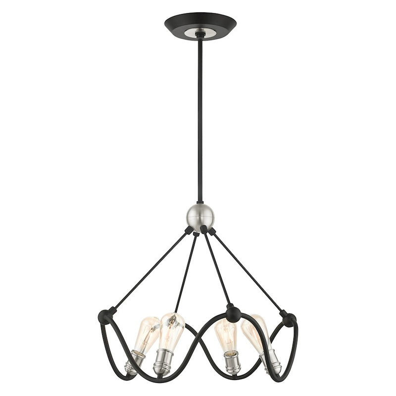 Livex ArcherChandelier, Black/Brushed Nickel Accents