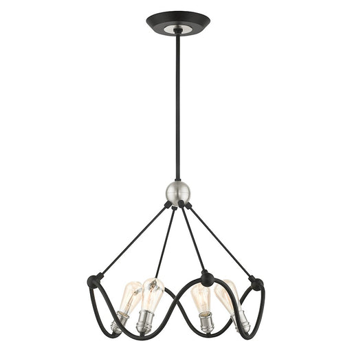 Livex ArcherChandelier, Black/Brushed Nickel Accents
