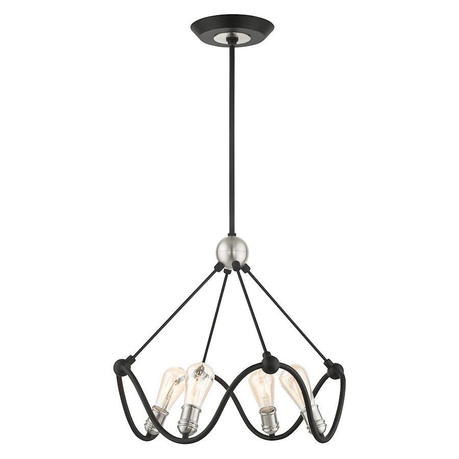 Livex ArcherChandelier, Black/Brushed Nickel Accents