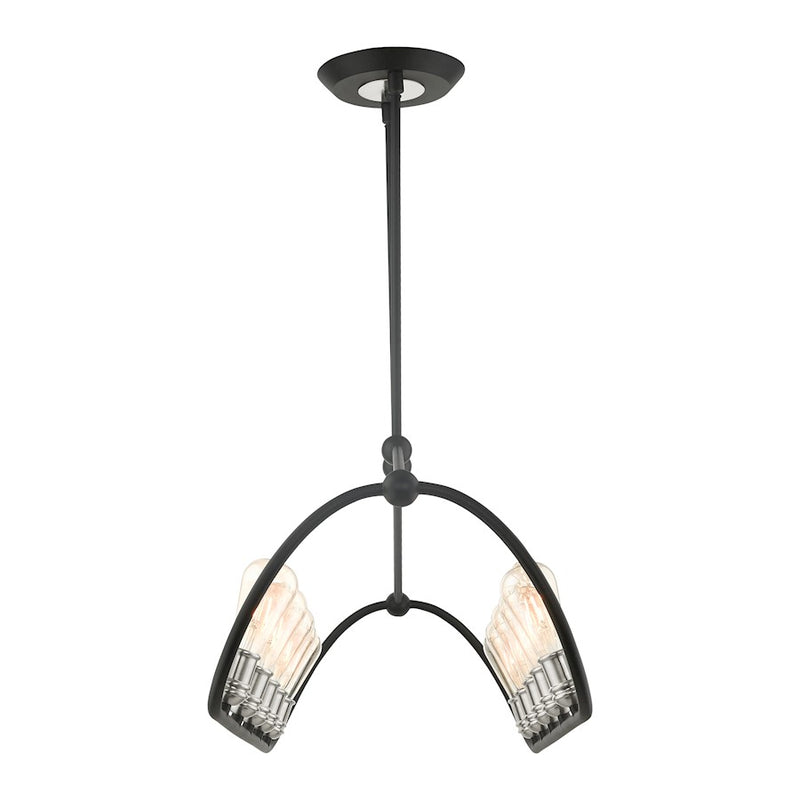 Livex Archer 10 Light Linear Chandelier, Black/Brushed Nickel Accents