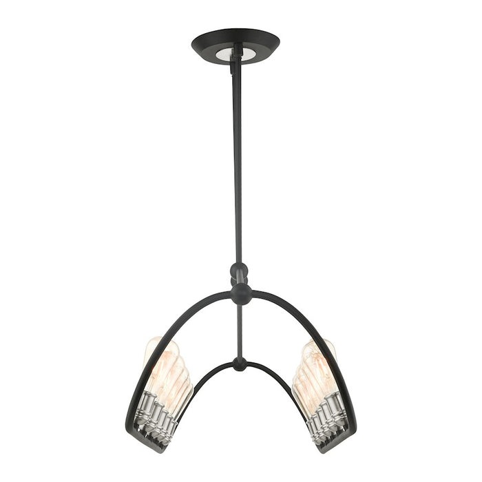Livex Archer 10 Light Linear Chandelier, Black/Brushed Nickel Accents