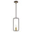 Livex Bergamo 1 Light Pendant, Bronze with Antique Brass Accents