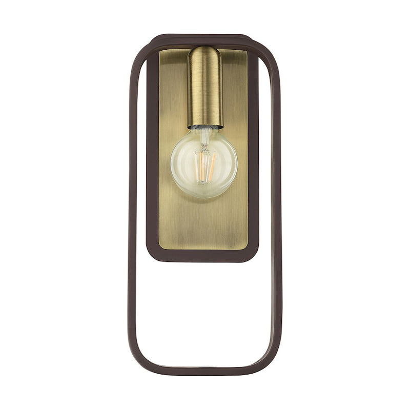 Livex Bergamo 1 Light ADA Wall Sconce, Bronze/Antique Brass Accents