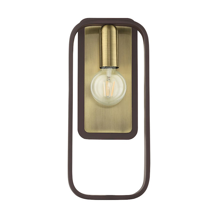 Livex Bergamo 1 Light ADA Wall Sconce, Bronze/Antique Brass Accents