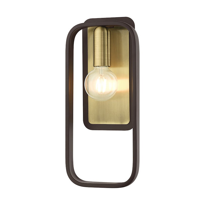 Livex Bergamo 1 Light ADA Wall Sconce, Bronze/Antique Brass Accents