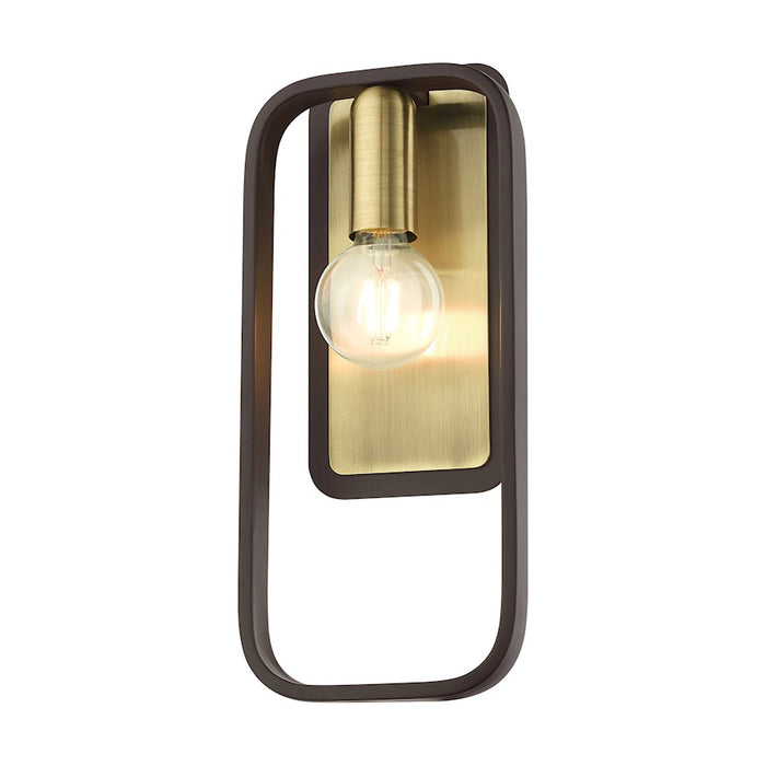 Livex Bergamo 1 Light ADA Wall Sconce, Bronze/Antique Brass Accents