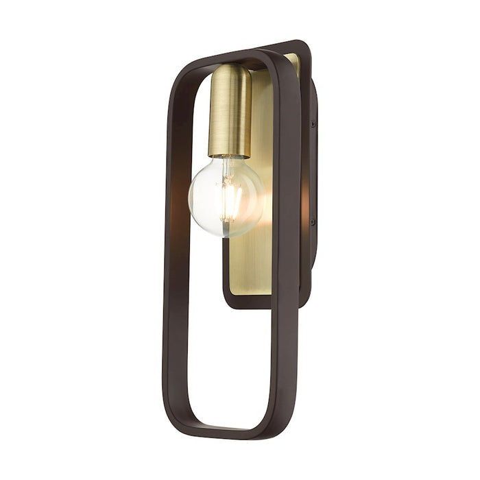 Livex Bergamo 1 Light ADA Wall Sconce, Bronze/Antique Brass Accents