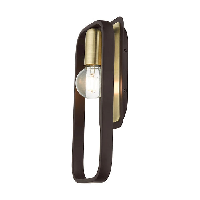 Livex Bergamo 1 Light ADA Wall Sconce, Bronze/Antique Brass Accents