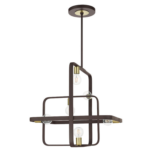 Livex Bergamo 6 Light Chandelier, Bronze with Antique Brass Accents